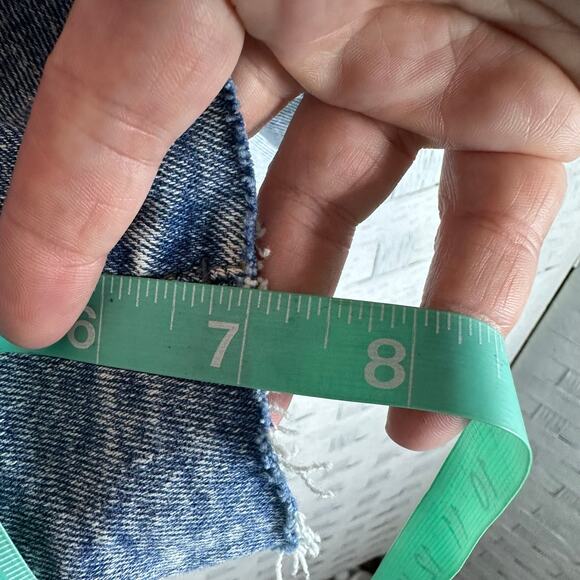 Ava&Viv light wash shorts cutoff denim midi highrise slim fit straight plus size - Picture 10 of 12